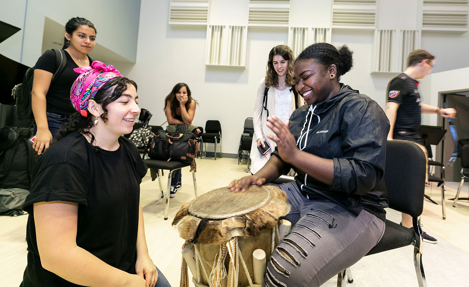 Latin powerhouse all-female band worked with music students during a guest residency at Mason.