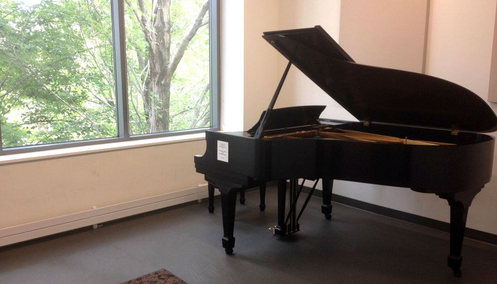 Steinway piano in practice room at Mason