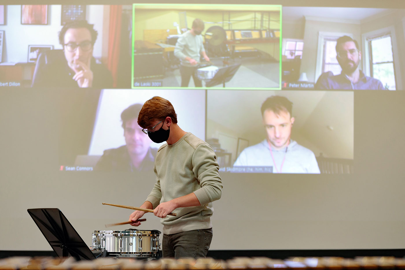 In mid-October, the College of Visual and Performing Arts and the Center for the Arts welcomed the Grammy® Award-winning Third Coast Percussion as the first virtual Mason Artist-In-Residence for the 2020-2021 season.
