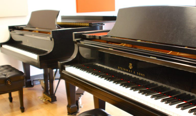 Mason recently acquired two new Steinway B pianos in their piano teaching studio.