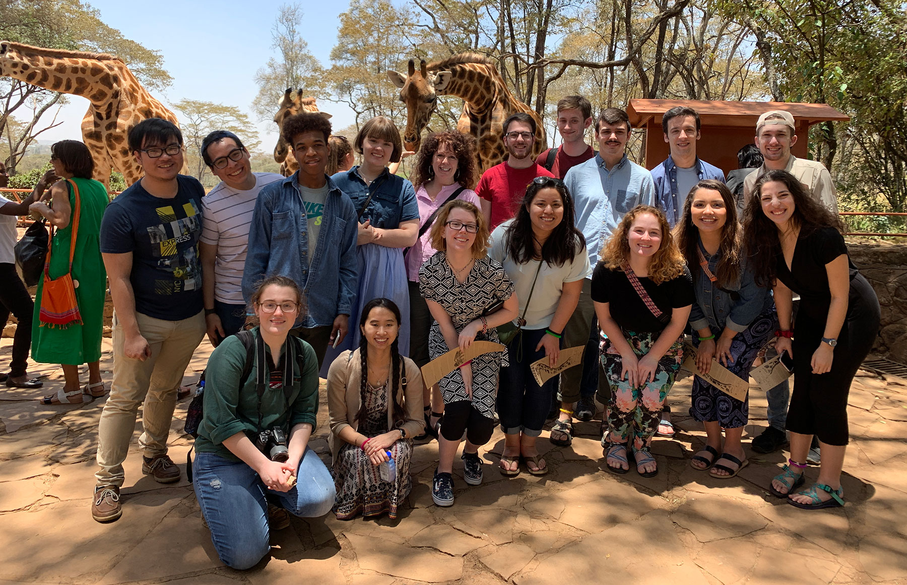 The students visited a Giraffe Center during their trip to Kenya.