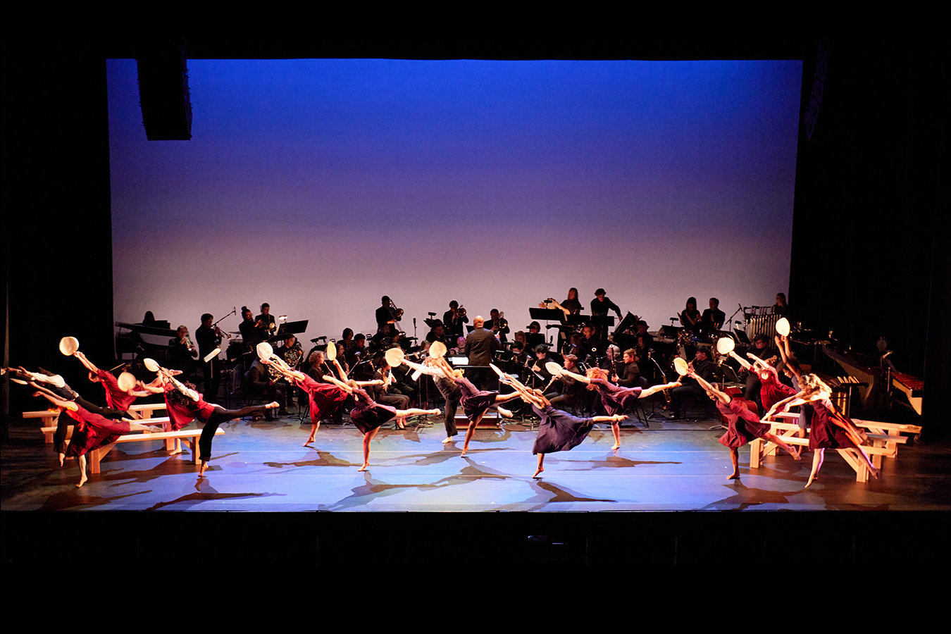 Dancers from Mason's School of Dance perform Professor Lawrence M. Jackson's original choreography to "Come Sunday" by Omar Thomas, performed by the Mason Wind Symphony on February 28. Photo by Will Martinez